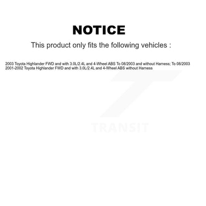 Kit de roulement de moyeu de roue arrière gauche et capteur ABS supplémentaire pour Toyota Highlander