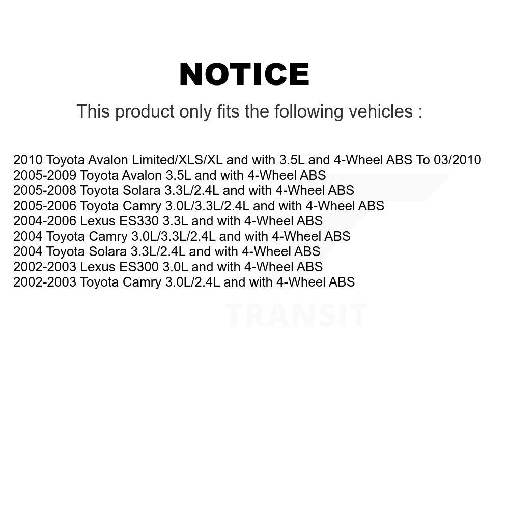 Kit de capteurs supplémentaires pour roulement de moyeu de roue arrière gauche, pour Toyota Camry Lexus Solara ES33