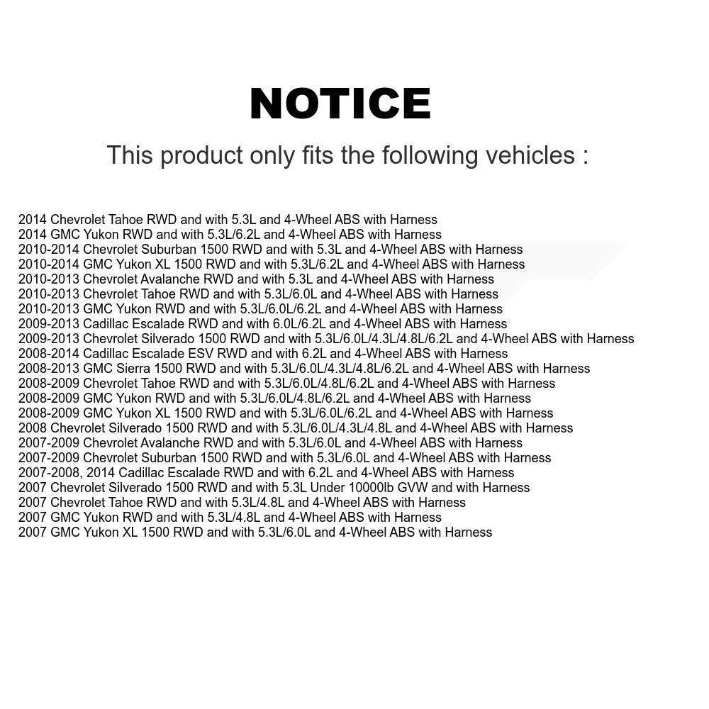 Kit de capteurs supplémentaires pour roulement de moyeu de roue avant, pour Chevrolet GMC Silverado 1500 Sierr