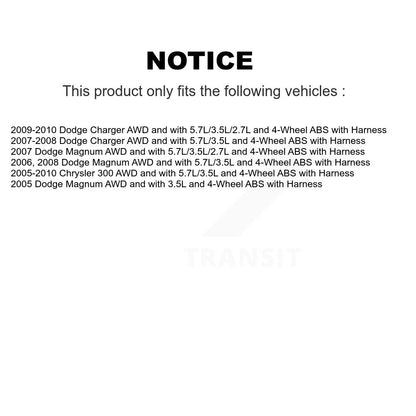 Kit de roulement de moyeu de roue avant et capteur ABS pour Chrysler 300 Dodge Charger Magnu