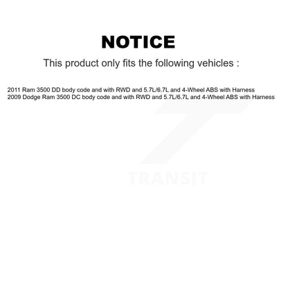 Kit de roulement de moyeu de roue avant et capteur ABS supplémentaire pour Ram 3500 Dodge avec harnais