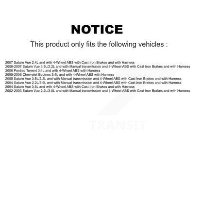 Kit de roulement de moyeu de roue avant et capteur ABS supplémentaire pour Saturn Vue Chevrolet Equinox