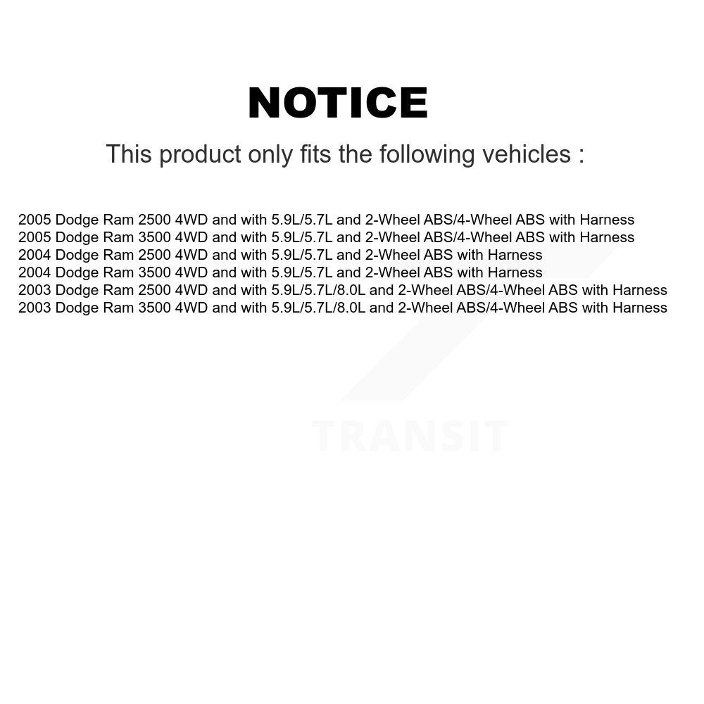 Kit de roulement de moyeu de roue avant et capteur supplémentaire pour Dodge Ram 2500 3500 avec harnais