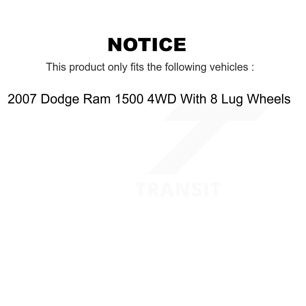 Kit de capteur supplémentaire de roulement de moyeu de roue avant pour 07 Dodge Ram 1500 avec roue à 8 écrous