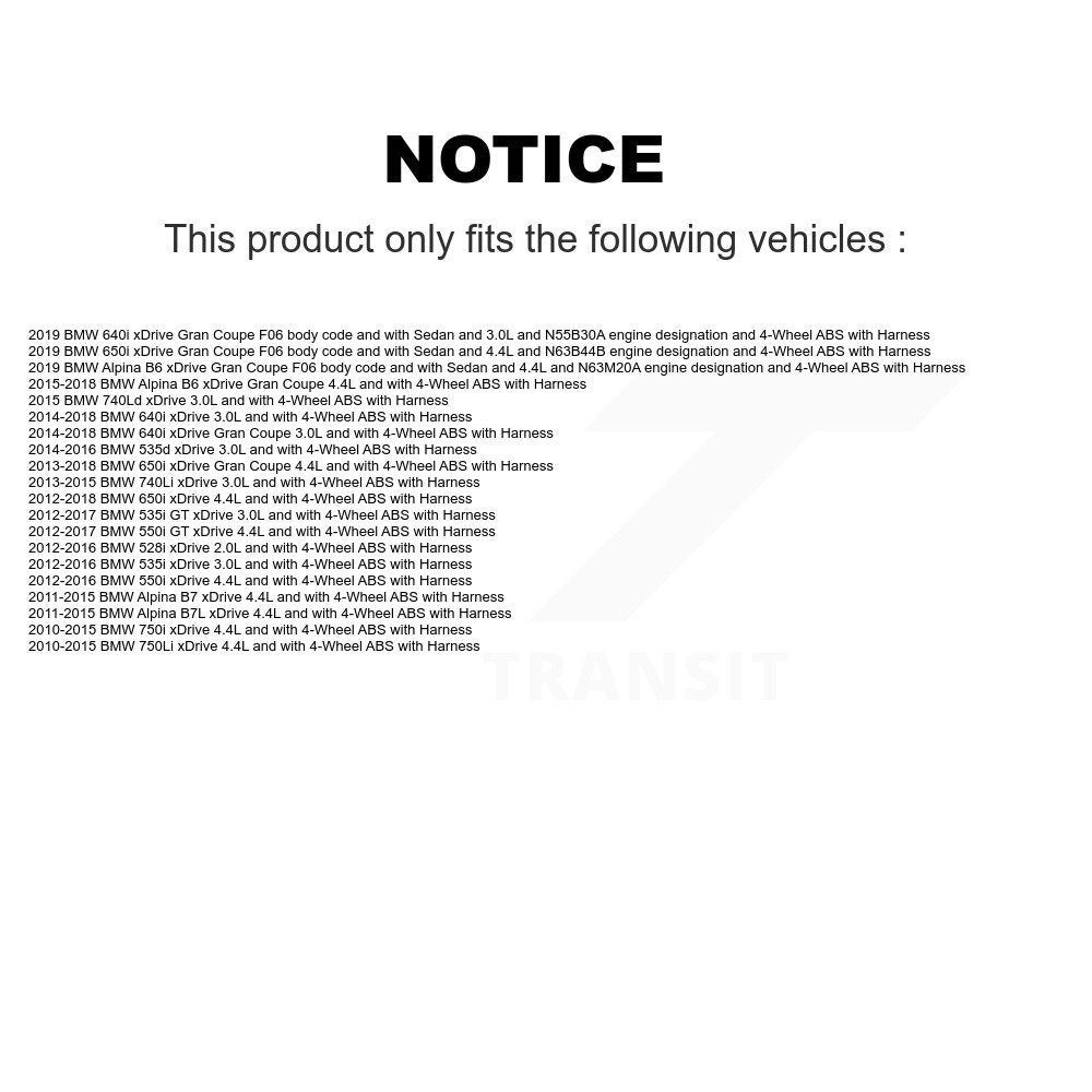 Kit de capteur de roulement de moyeu de roue avant, pour BMW 528i xDrive 535i 750i 535d 650i 750L
