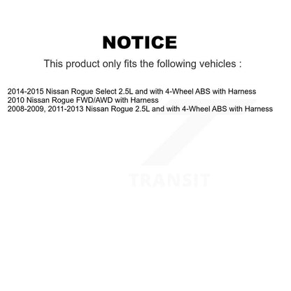 Kit de roulement de moyeu de roue avant et capteur ABS pour Nissan Rogue Select avec harnais