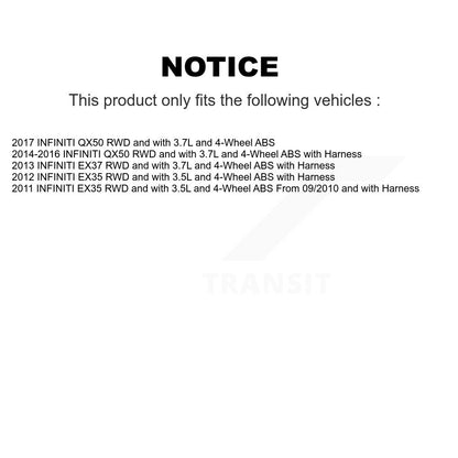 Kit de roulement de moyeu de roue avant et capteur ABS pour INFINITI QX50 EX35 EX37