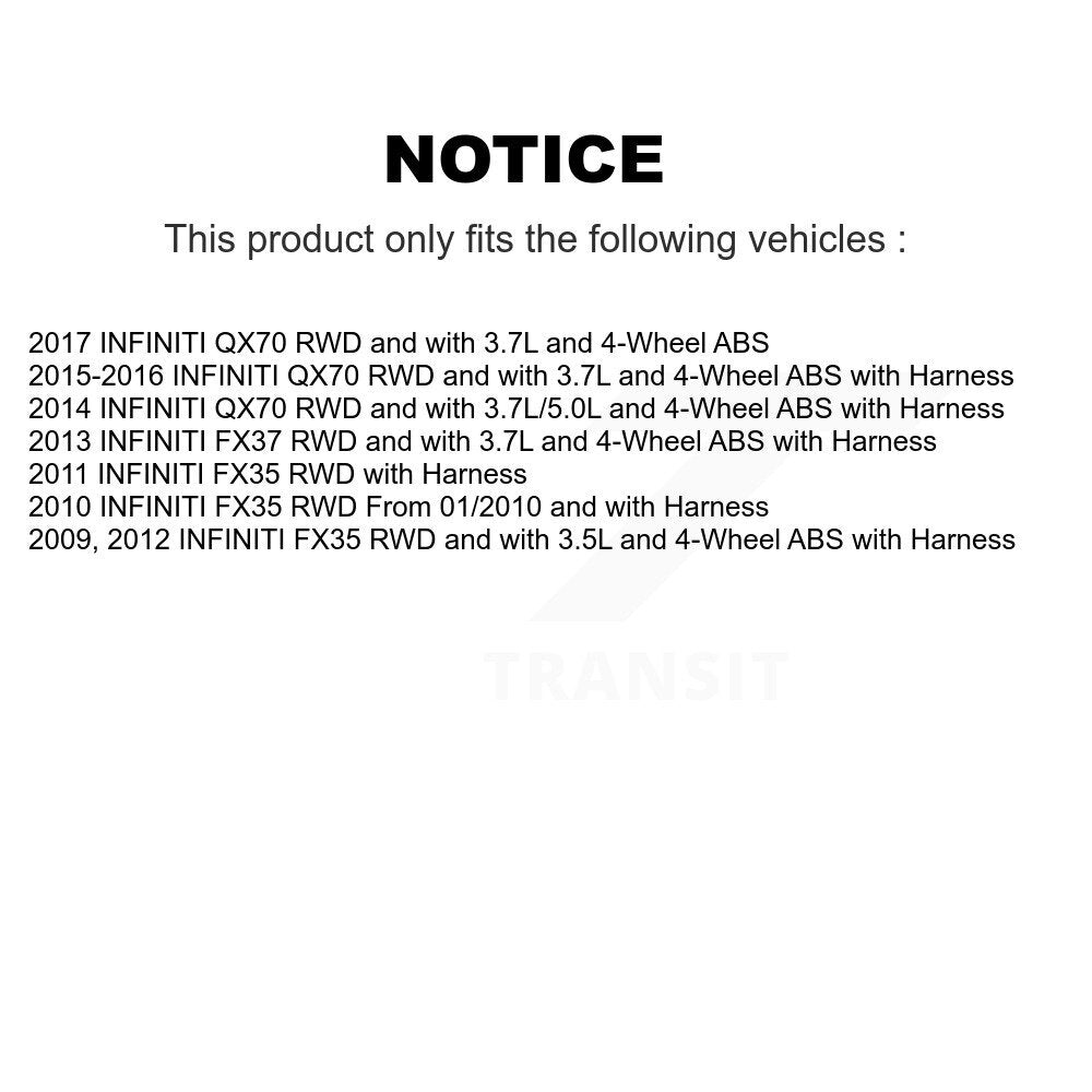Kit de roulement de moyeu de roue avant et capteur ABS pour INFINITI FX35 QX70 FX37