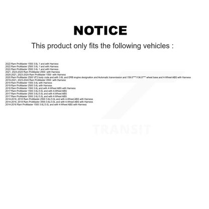 Kit de roulement de roue avant et capteur ABS pour Ram ProMaster 2500 3500 1500