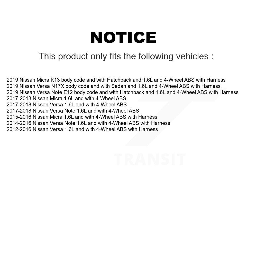 Kit de roulement de roue avant et capteur ABS pour Nissan Micra Versa Note K7S-102077
