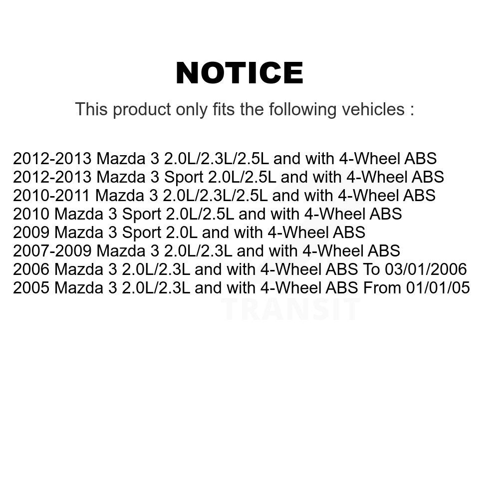 Kit de roulement de roue avant et capteur ABS pour Mazda 3 Sport K7S-102080