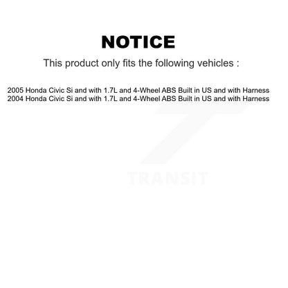 Kit de roulement et de capteurs de roue avant pour Honda Civic Si 04-05 avec ABS à 4 roues de 1,7 L