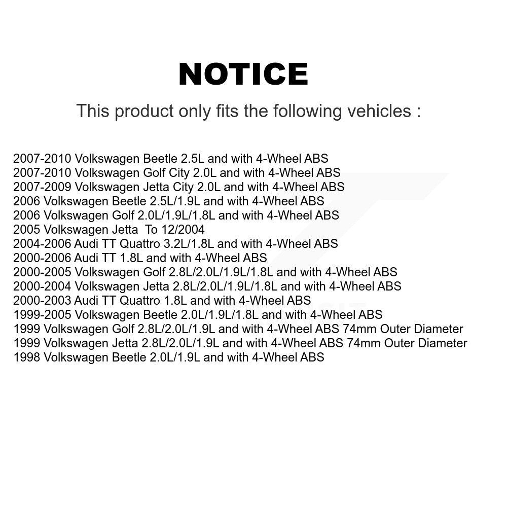 Kit de capteurs ABS de roulement de roue avant, pour Volkswagen Jetta Golf Beetle City Audi T