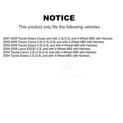 Kit de capteur de roulement de roue avant pour Toyota Camry Solara Lexus ES330 avec harnais