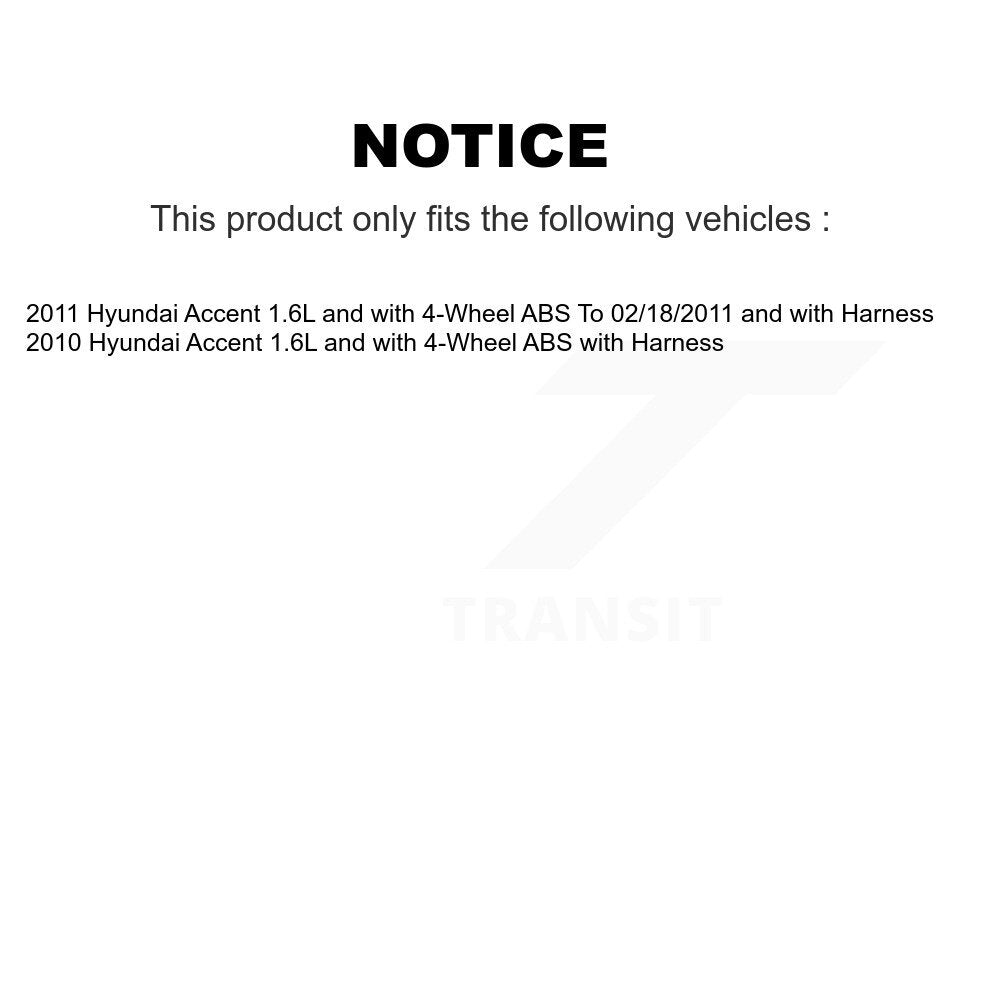 Kit de roulement de roue avant et capteur ABS pour Hyundai Accent 1,6 L avec 4 roues