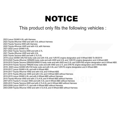 Kit de roulement et capteur de moyeu de roue avant, pour Toyota Tacoma 4Runner FJ Cruiser Lexus