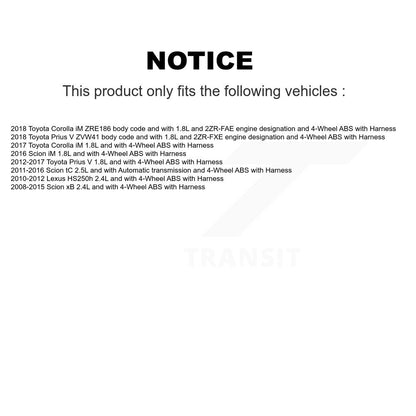 Kit de capteur ABS de roulement de moyeu de roue avant, pour Toyota Prius V Scion Corolla iM tC x