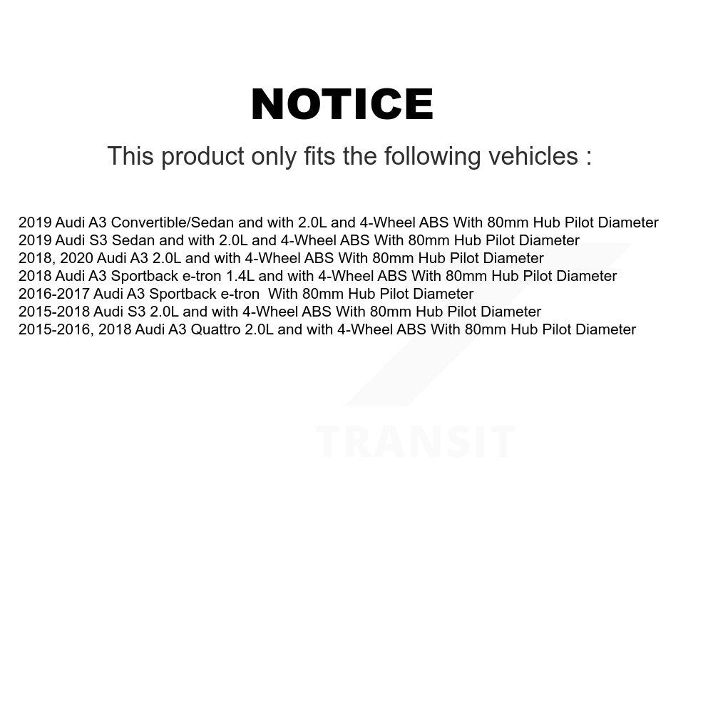 Kit de roulement de moyeu de roue avant et capteur ABS, pour Audi A3 Quattro S3 Sportback e-tro