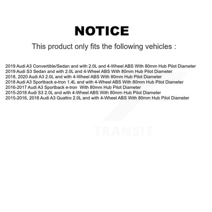 Kit de roulement de moyeu de roue avant et capteur ABS, pour Audi A3 Quattro S3 Sportback e-tro
