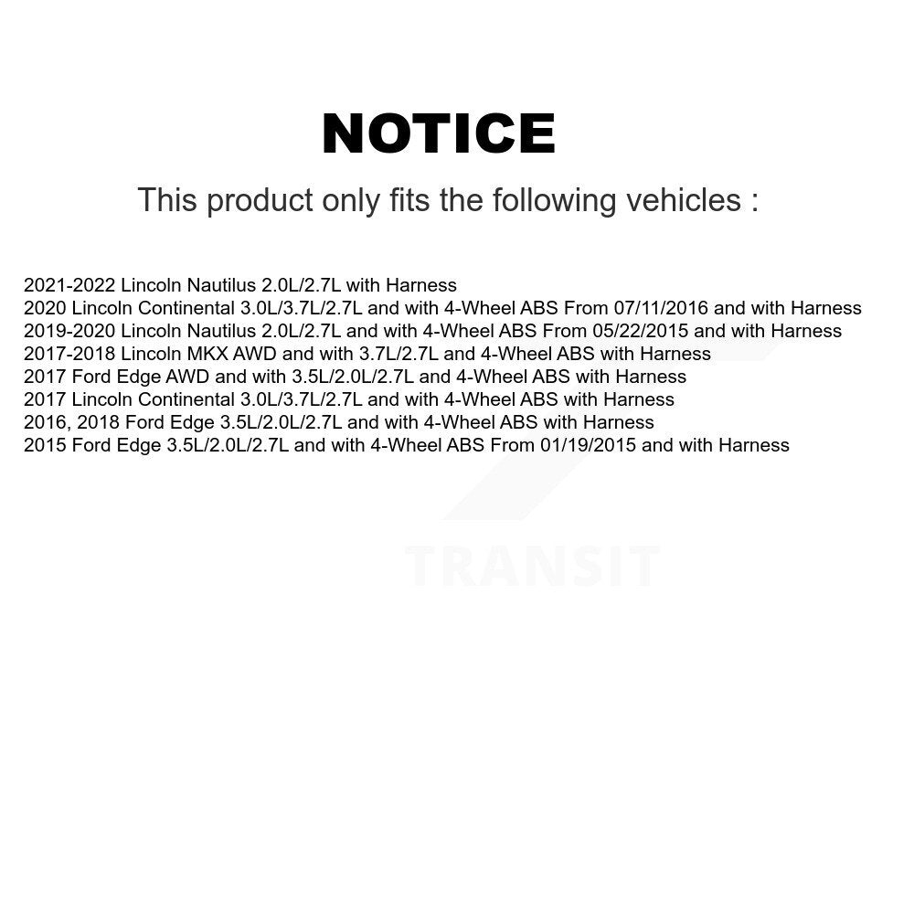 Kit de roulement de moyeu de roue avant et capteur ABS, pour Ford Edge Lincoln Nautilus MKX