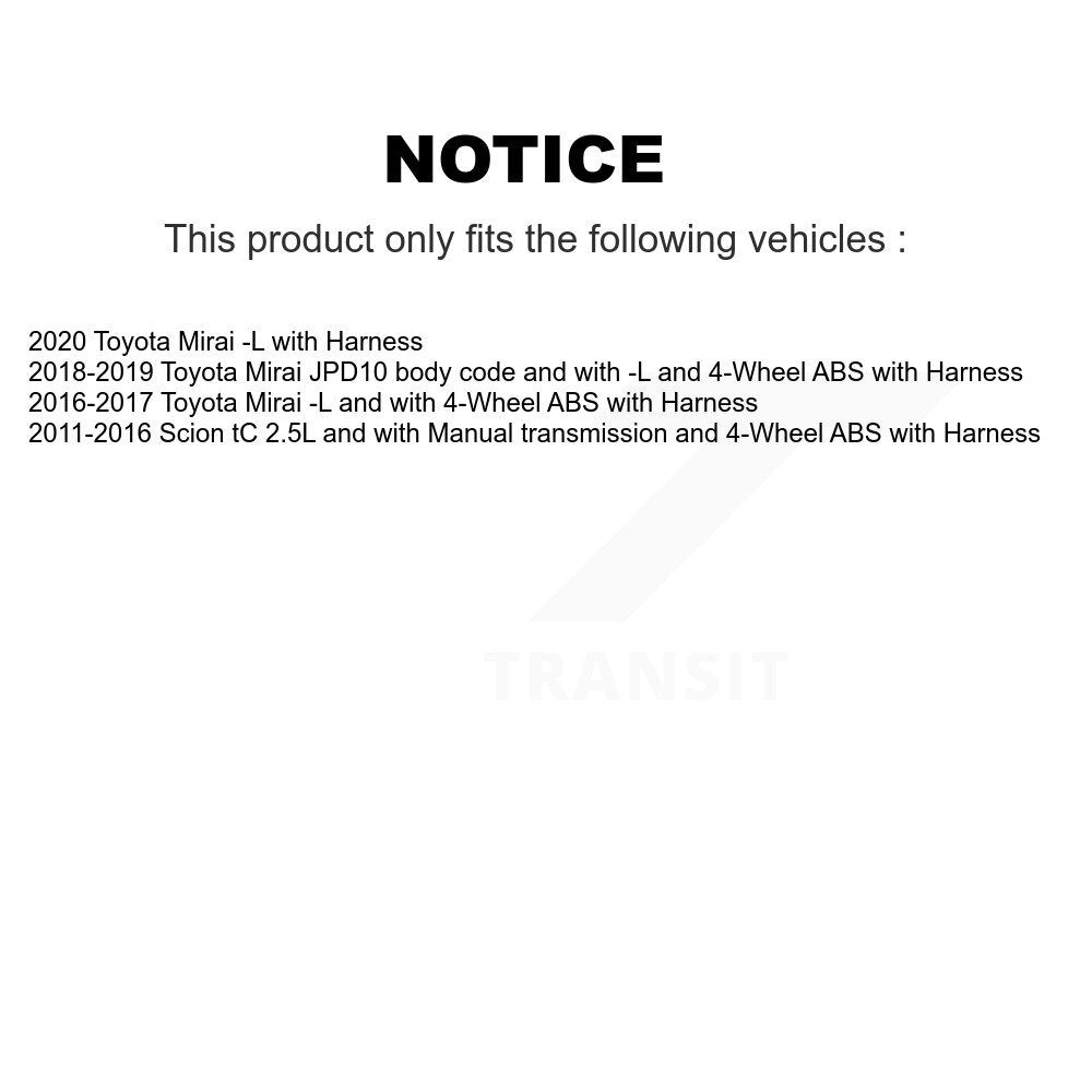 Kit de roulement de moyeu de roue avant et capteur ABS pour Scion tC Toyota Mirai avec harnais
