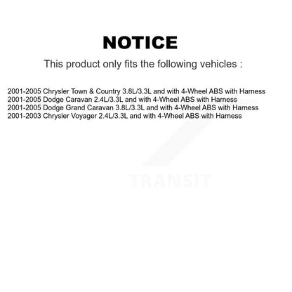 Kit de roulement de moyeu de roue avant et capteur ABS, pour Dodge caravane Grand Chrysler Town