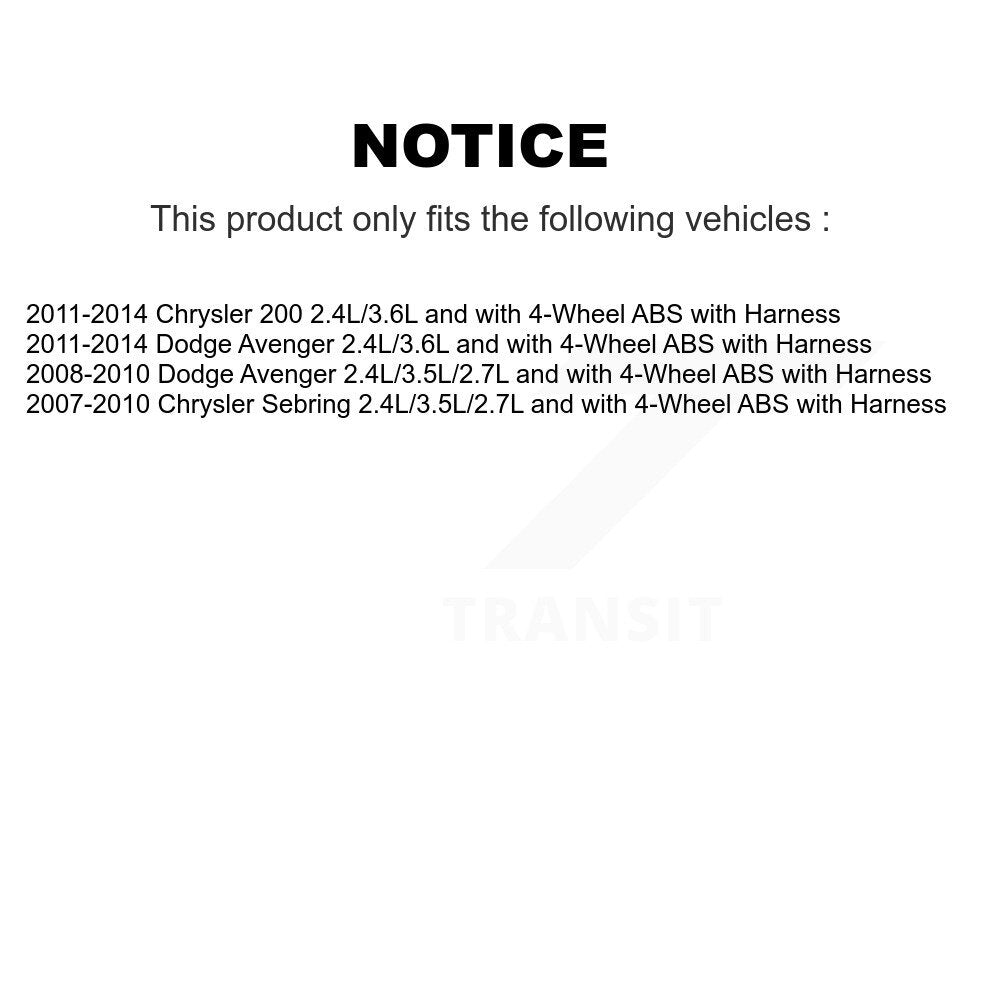 Kit de roulement de moyeu de roue avant et capteur ABS pour Chrysler 200 Dodge Avenger Sebring