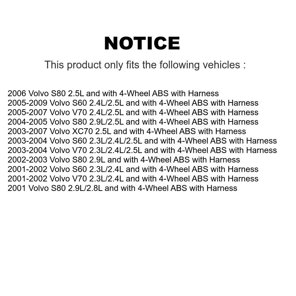 Kit de roulement de moyeu de roue avant et capteur ABS pour Volvo S60 XC70 V70 S80 avec harnais