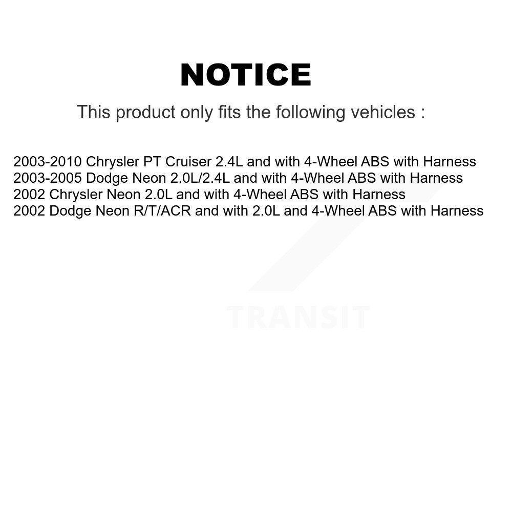 Kit de roulement et de capteurs de roue avant, pour Chrysler PT Cruiser Neon Dodge avec harnais