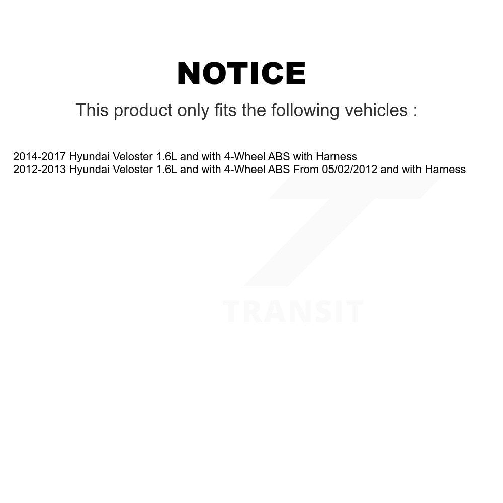 Kit de roulement de roue avant et capteur ABS pour Hyundai Veloster 1,6 l avec 4 roues