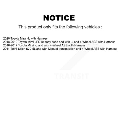Kit de roulement de moyeu de roue avant et capteur ABS pour Scion tC Toyota Mirai avec harnais