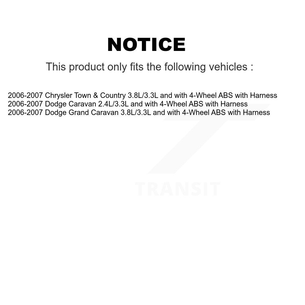 Kit de roulement de moyeu de roue avant et capteur ABS, pour Dodge Grand Caravan Chrysler Town
