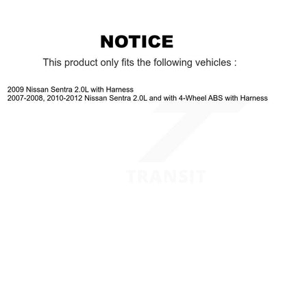 Kit de roulement de moyeu de roue avant et capteur ABS pour Nissan Sentra avec harnais