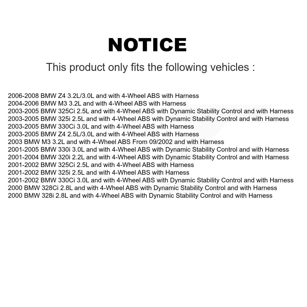 Kit de capteur de roulement de moyeu de roue avant, pour BMW Z4 330Ci 325i 325Ci M3 320i 330i 328