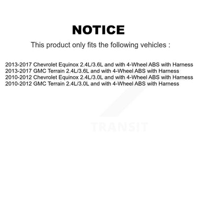 Kit de roulement de moyeu de roue avant et capteur ABS pour Chevrolet Equinox GMC Terrain