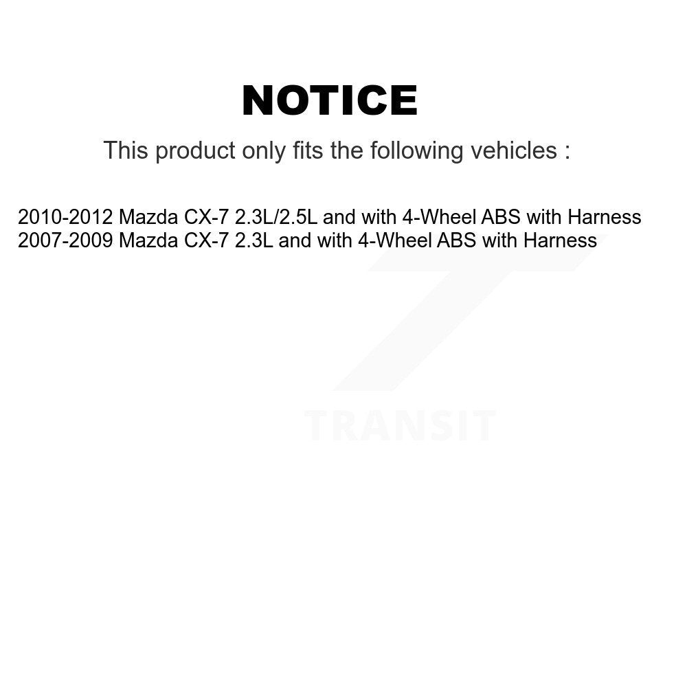 Kit de roulement de roue avant et capteur ABS pour Mazda CX-7 avec harnais K7S-102662