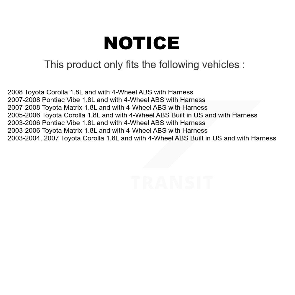 Kit de roulement de roue avant et capteur ABS, pour Toyota Corolla Matrix Pontiac Vibe