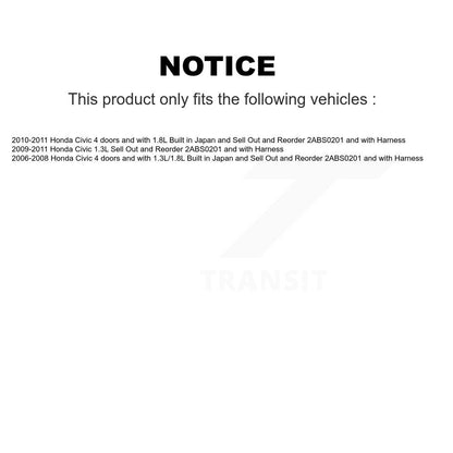 Kit de roulement de roue avant et capteur ABS pour Honda Civic K7S-102705