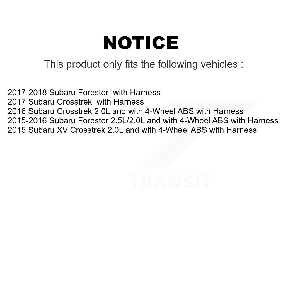 Kit de roulements et capteurs de moyeu de roue avant et arrière (8 pièces) pour Subaru Forester Crosstrek X