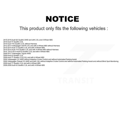 Kit de capteurs de roulement de moyeu de roue avant et arrière (8 pièces) pour Volkswagen Tiguan Audi Q3 TT