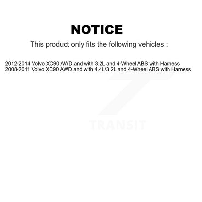 Kit de roulement de moyeu de roue avant et arrière et capteur ABS (8 pièces) pour Volvo XC90 avec harnais