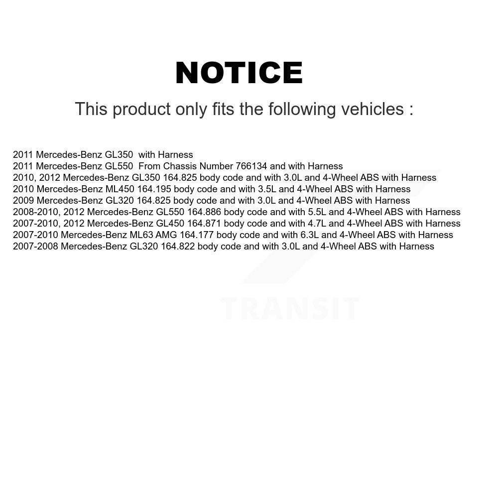 Kit de roulement et capteur de roue avant et arrière, pour Mercedes-Benz GL350 GL320 GL450 GL550