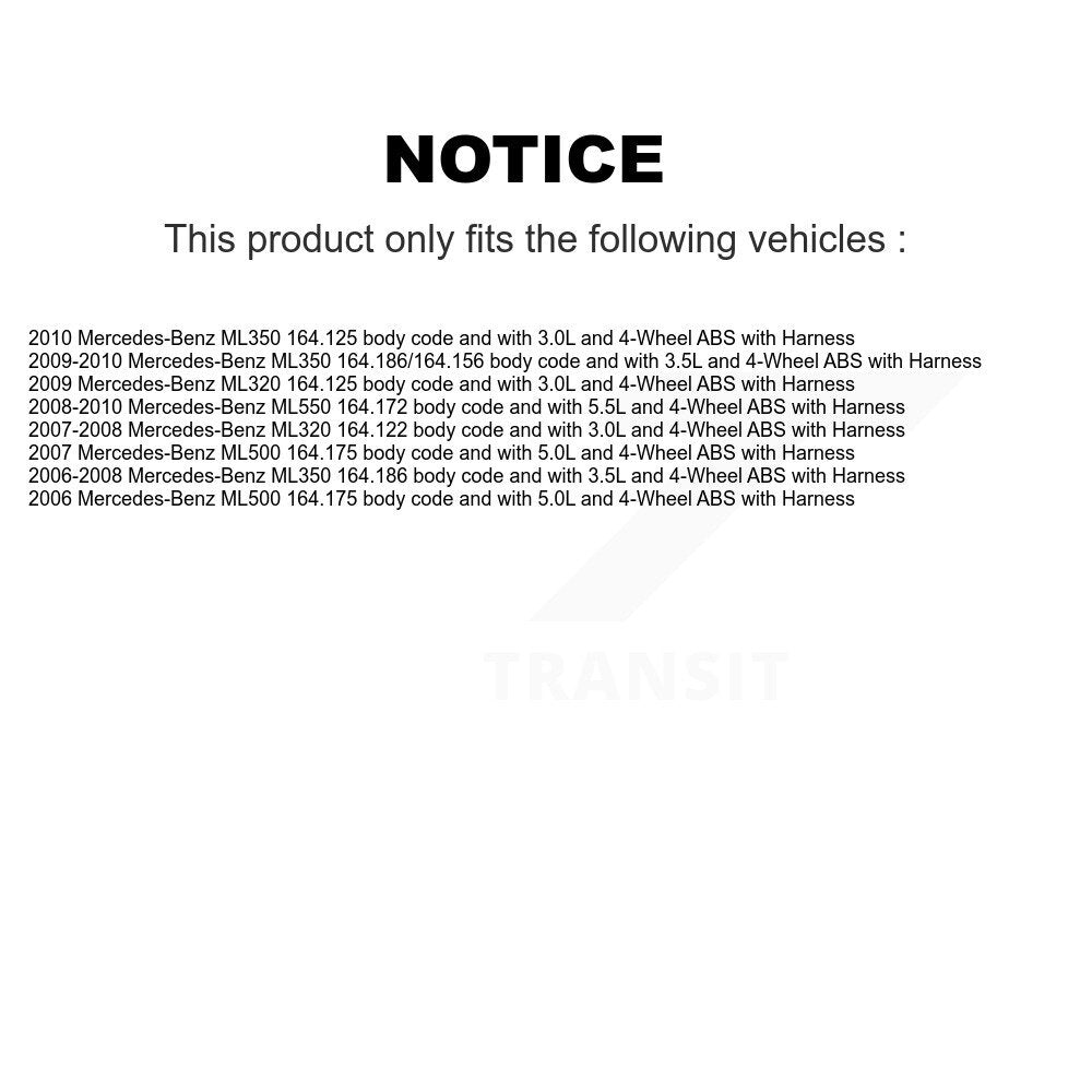 Kit de roulement et capteur de roue avant et arrière, pour Mercedes-Benz ML350 ML320 ML550 ML500
