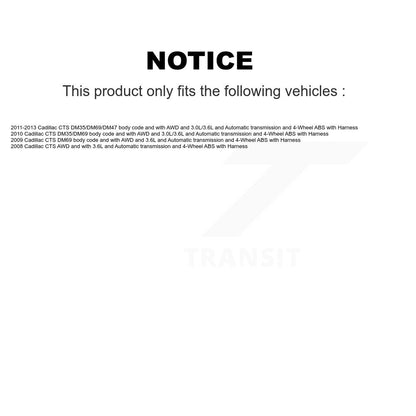 Kit de roulement de moyeu de roue avant et arrière et capteur ABS pour Cadillac CTS avec harnais