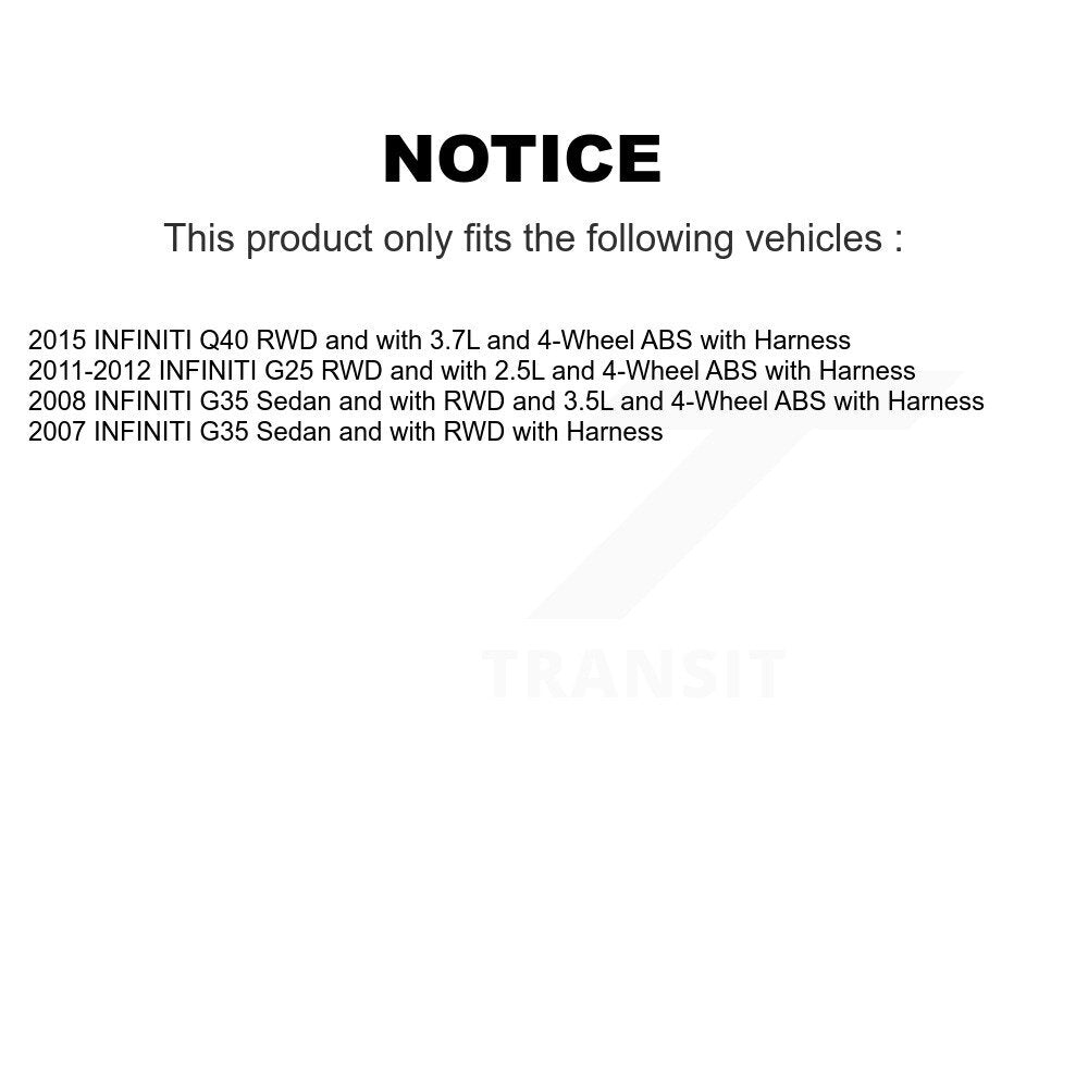Kit de roulement et capteur de moyeu de roue avant et arrière, pour INFINITI G35 G25 Q40 avec harnais