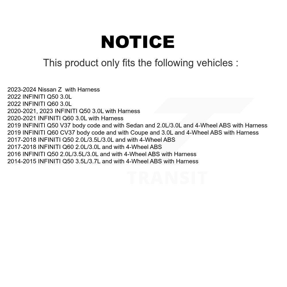 Kit de roulement de moyeu de roue arrière et capteur ABS pour INFINITI Q50 Q60 Nissan Z