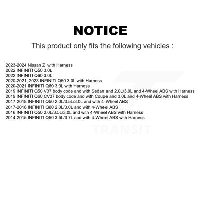 Kit de roulement de moyeu de roue arrière et capteur ABS pour INFINITI Q50 Q60 Nissan Z