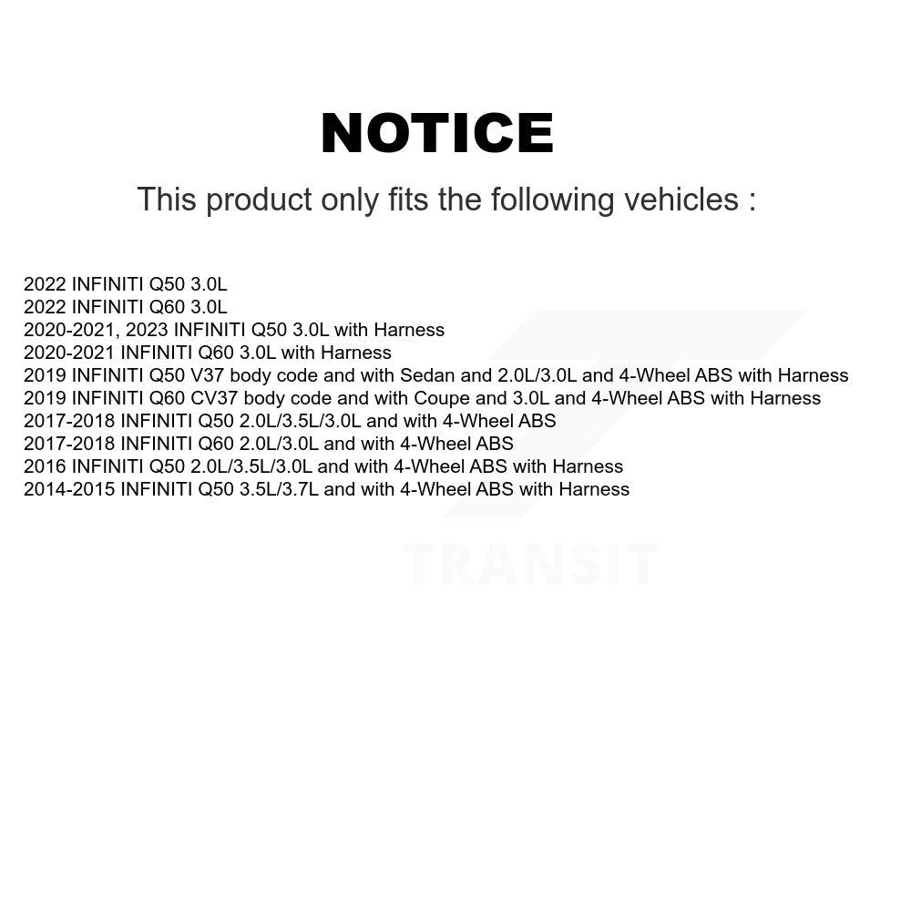 Kit de roulement de moyeu de roue arrière et capteur ABS pour INFINITI Q50 Q60 K7S-103093