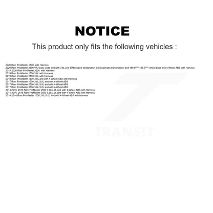 Kit de roulement de moyeu de roue arrière et capteur ABS pour Ram ProMaster 2500 3500 1500