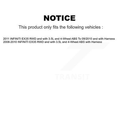 Kit de roulement et capteur de moyeu de roue avant pour INFINITI EX35 RWD avec 3,5 L 4 roues AB